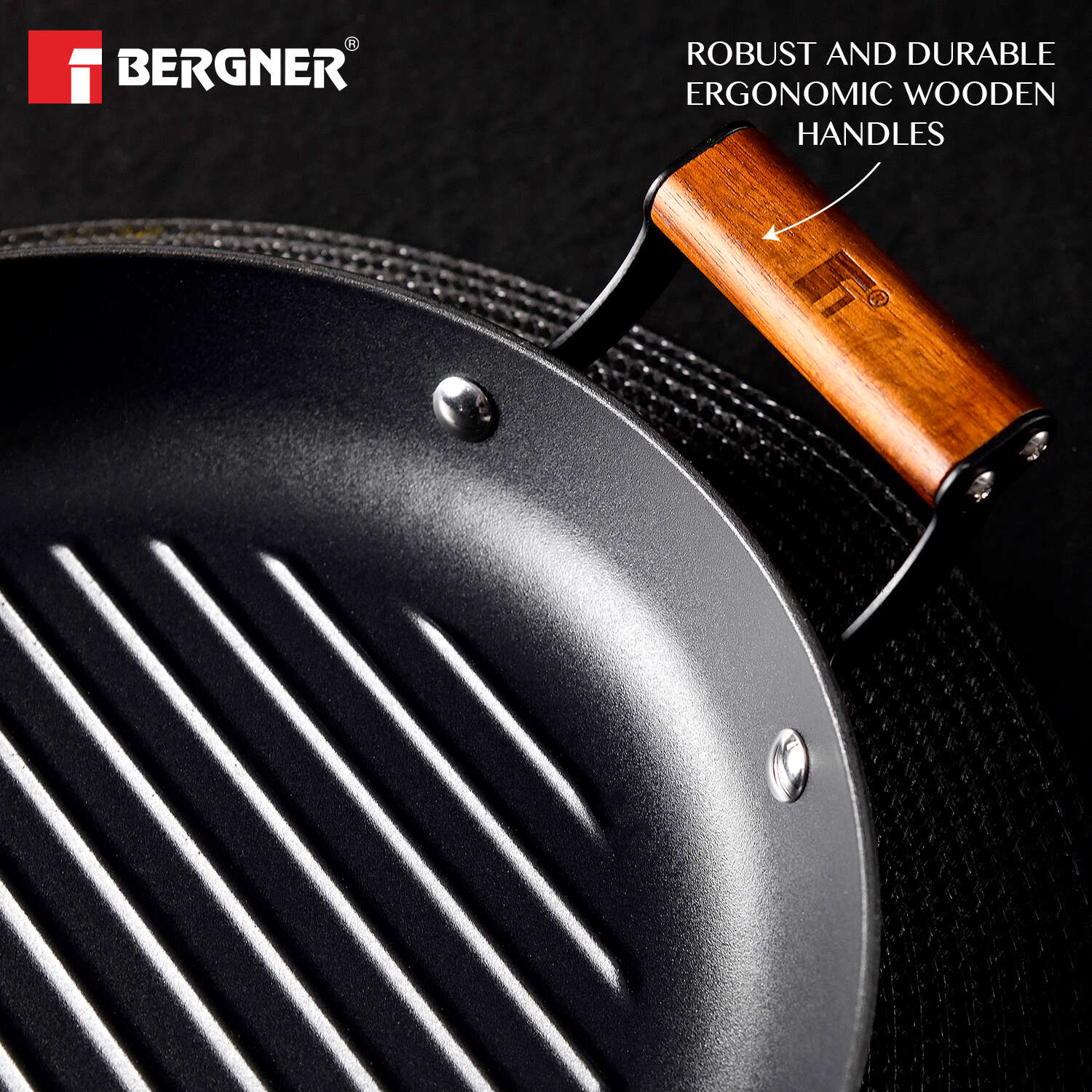 Odin Lightweight Iron 28cm Grill Pan, Enamel Finish - Induction Bottom