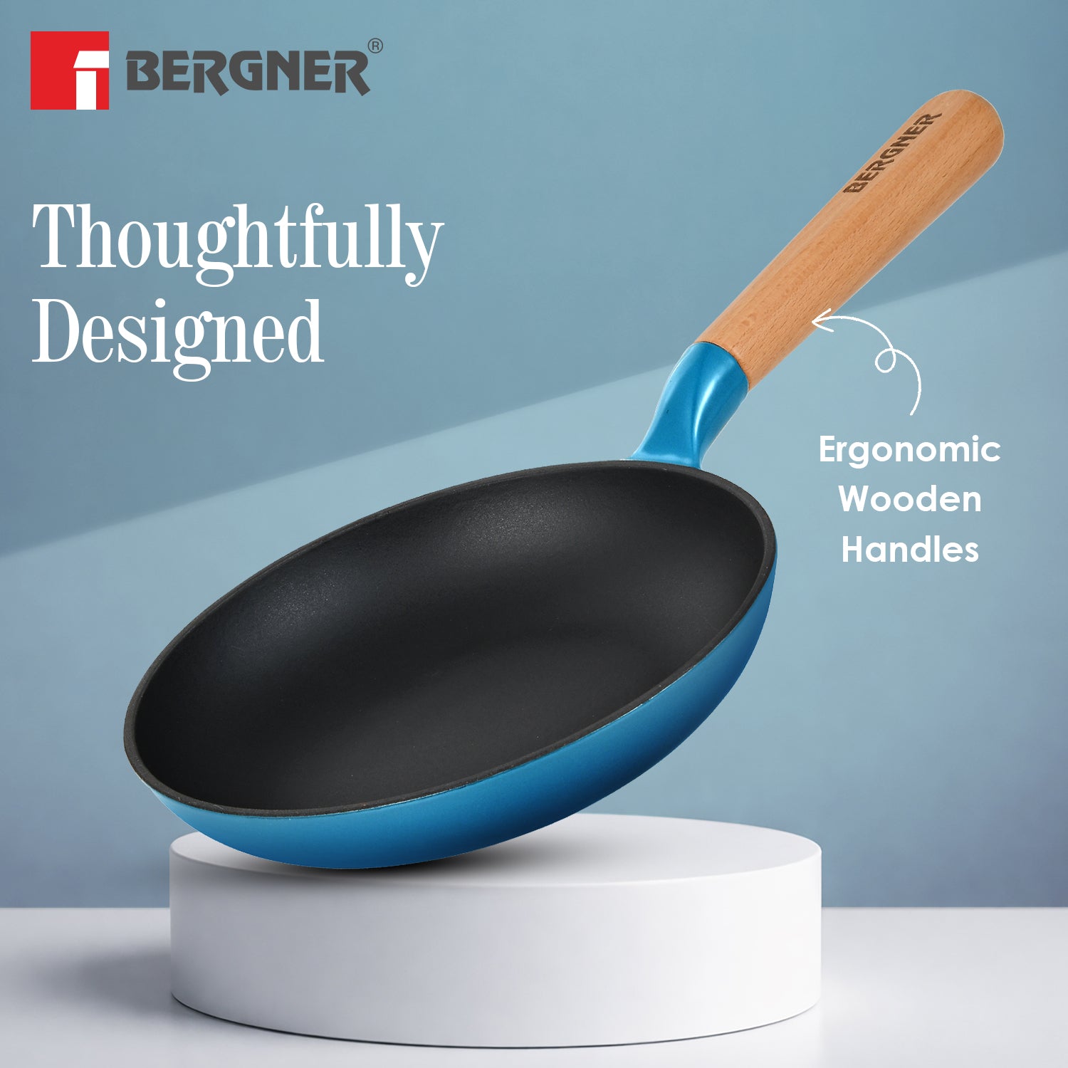 Excalibur Light Cast Iron Frypan 24cm - Induction Bottom, Blue