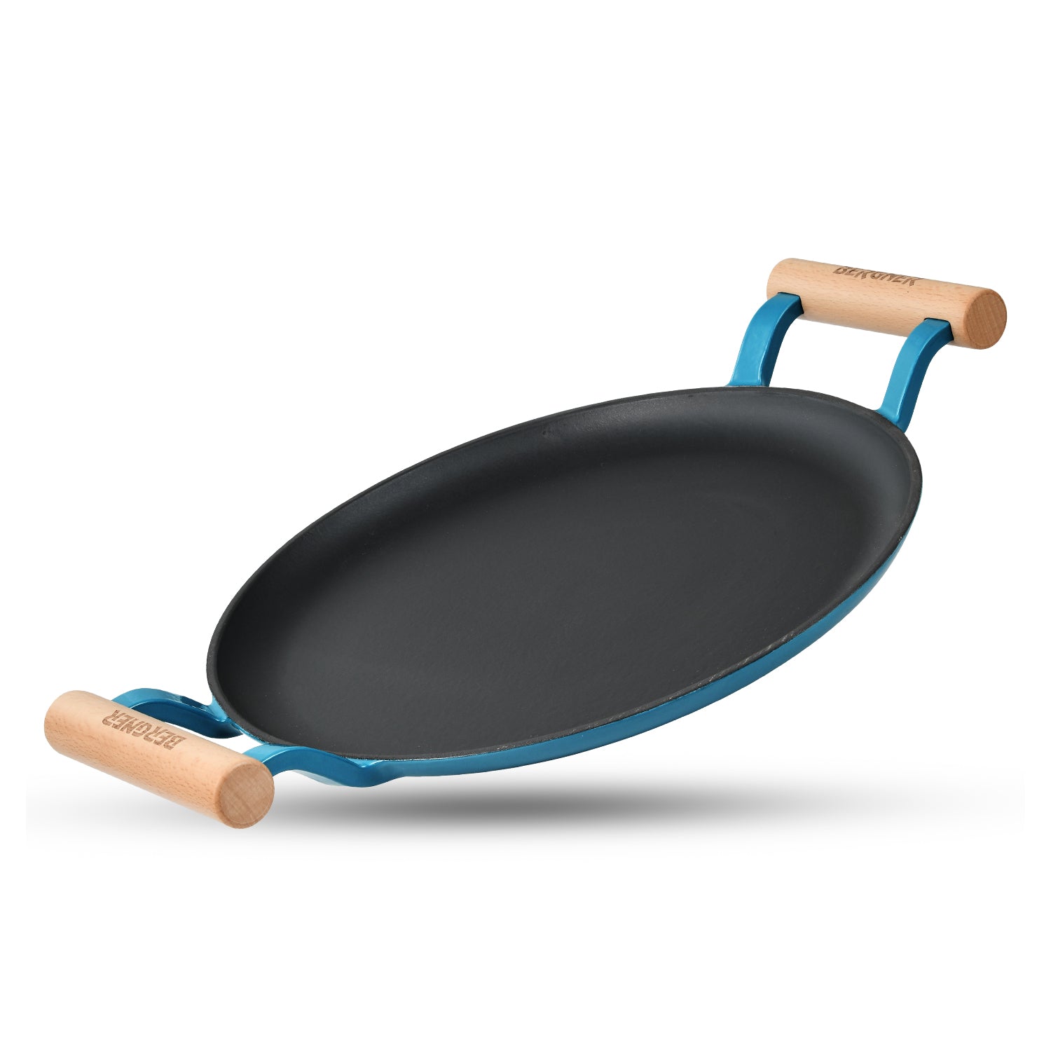 Excalibur Light Cast Iron Dosa Tawa 28cm with Double Sided Handle -Blue