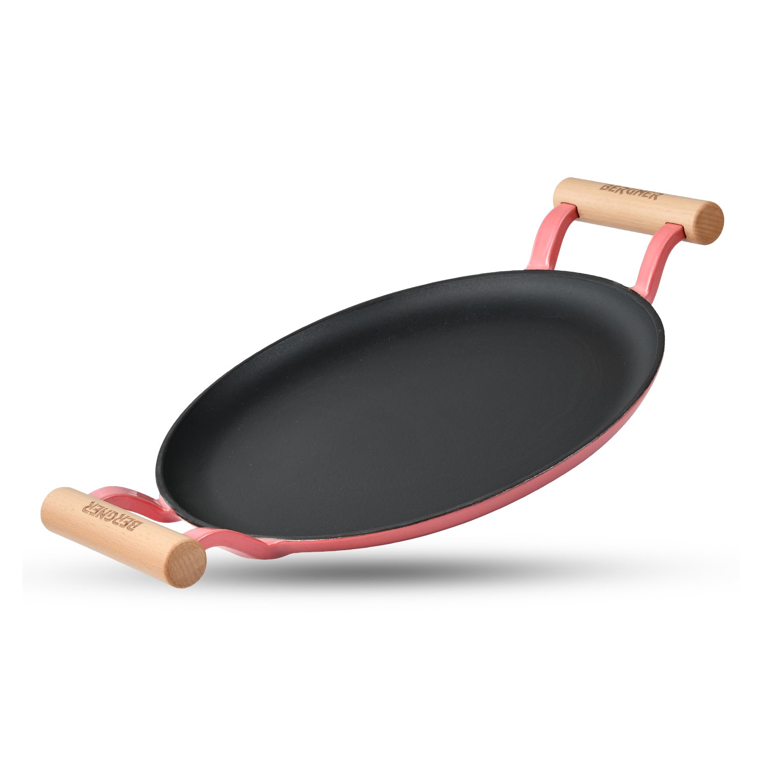 Excalibur Light Cast Iron Dosa Tawa 28cm with Double Sided Handle - Pink