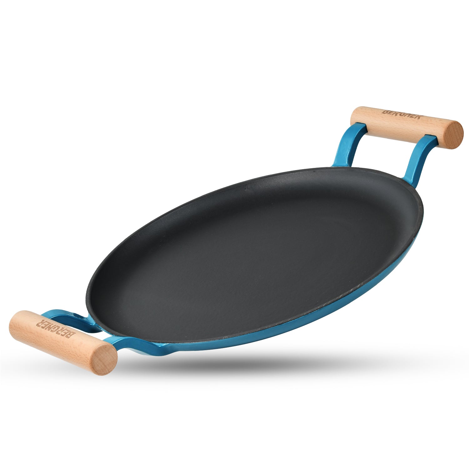 Excalibur Light Cast Iron Dosa Tawa 30cm with Double Sided Handle - Blue