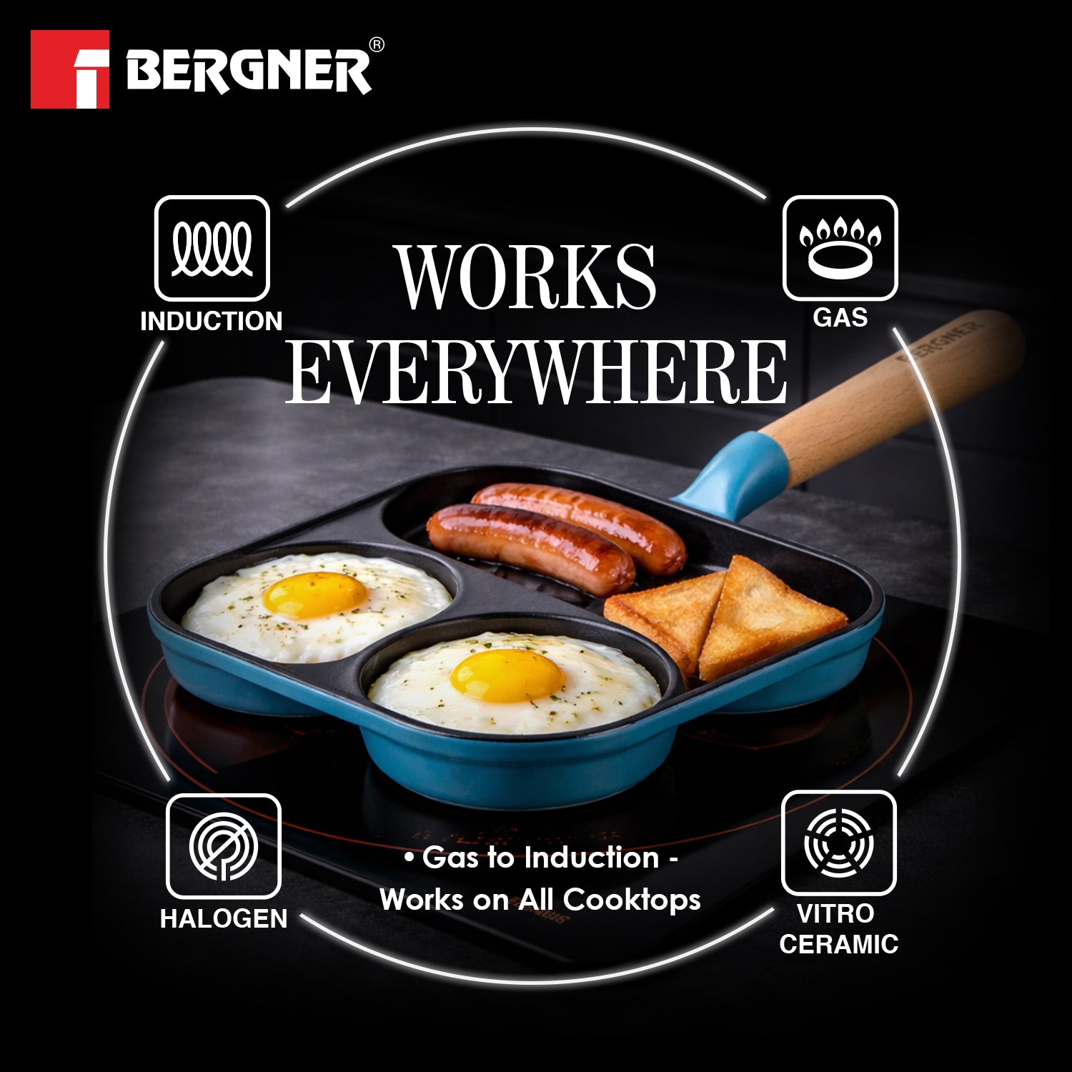 Excalibur Light Cast Iron 18cm Breakfast Pan - Induction Bottom, Blue