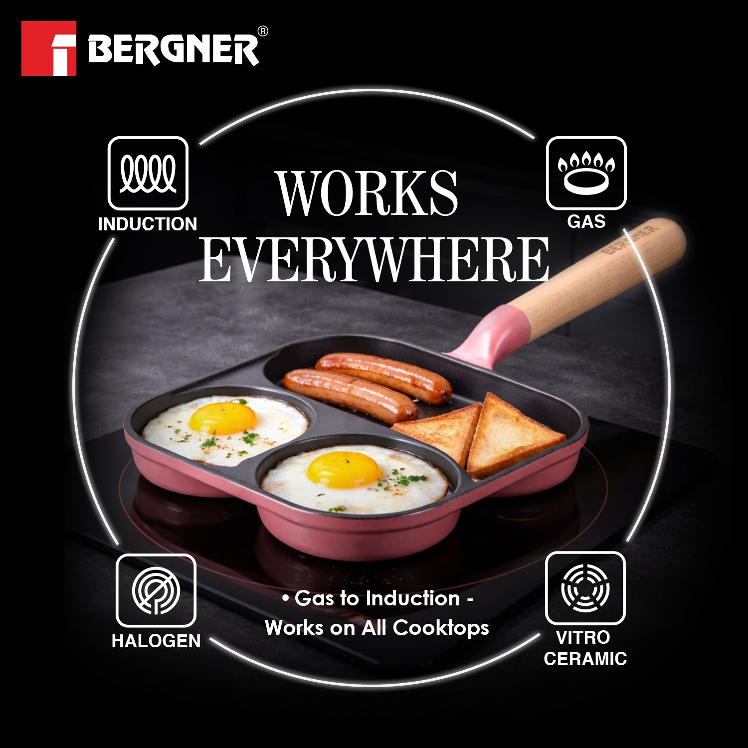 Excalibur Light Cast Iron 18cm Breakfast Pan - Induction Bottom, Pink