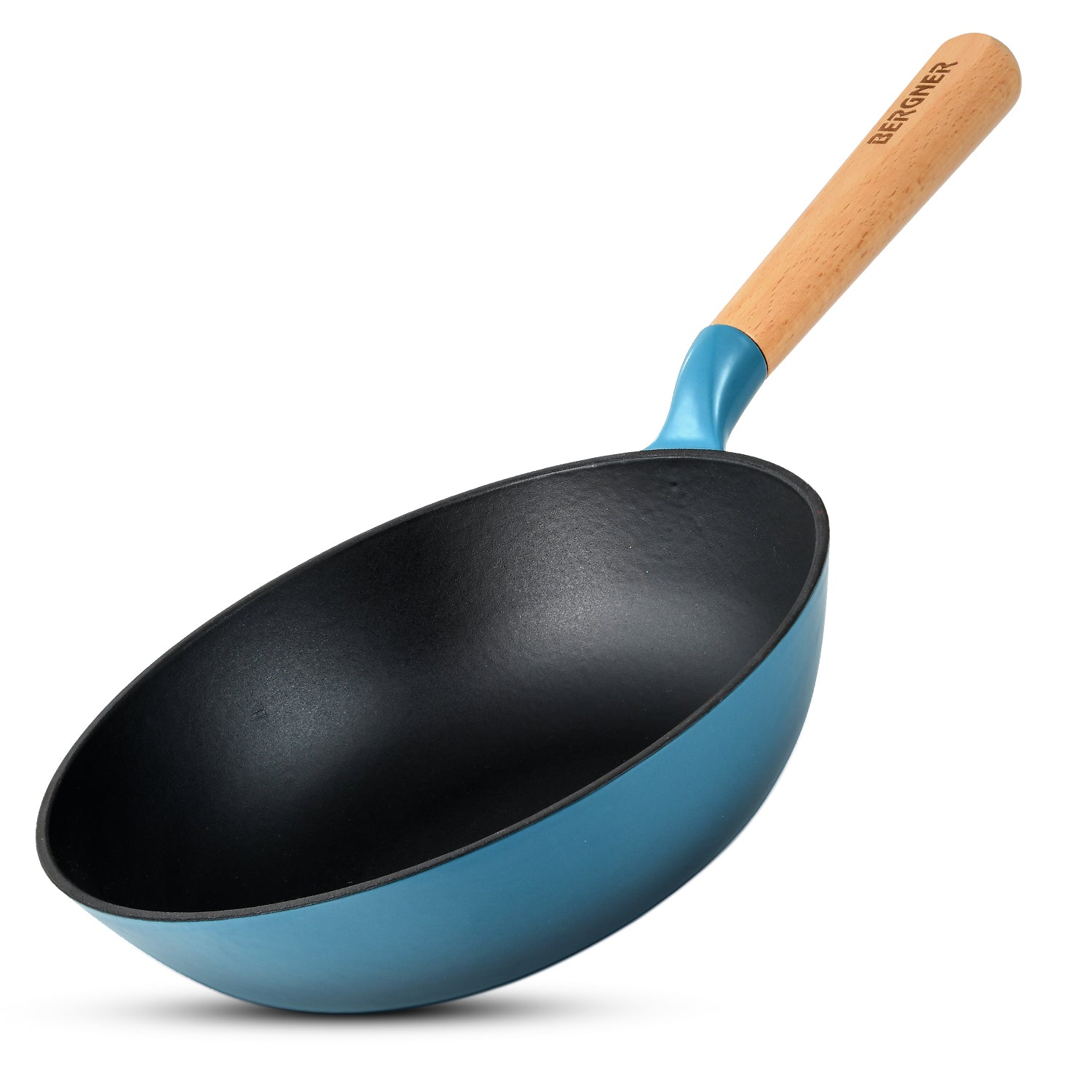 Excalibur Light Cast Iron 24cm (2L) Wok - Induction Bottom, Blue