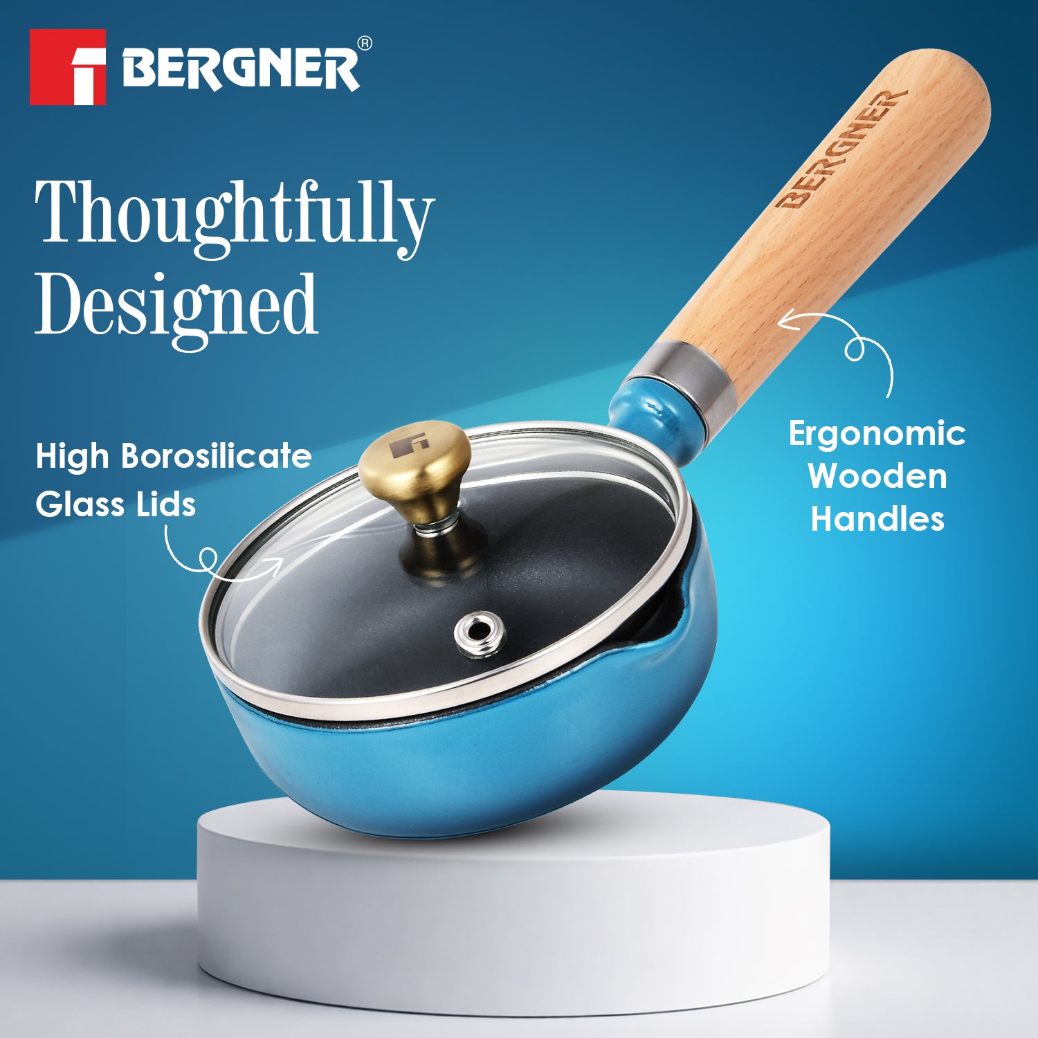 Excalibur Light Cast Iron 12cm / 200ml Tadkapan with Lid - Induction Bottom, Blue