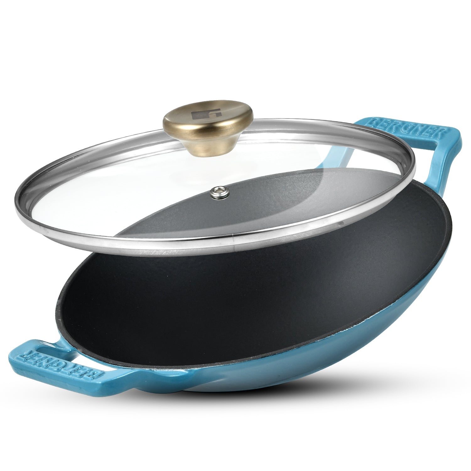 Excalibur Light Cast Iron 22cm (1L) Appachetty with Lid - Induction Bottom, Blue