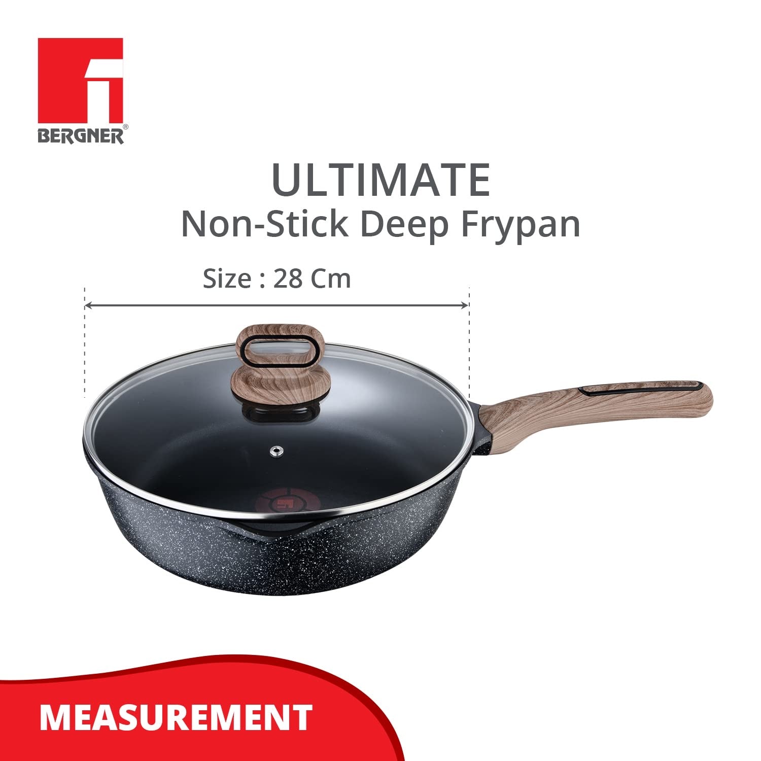Ultimate ILag Marble Non-Stick Deep Frypan 28 cm, 3.2 Litres, Induction Bottom