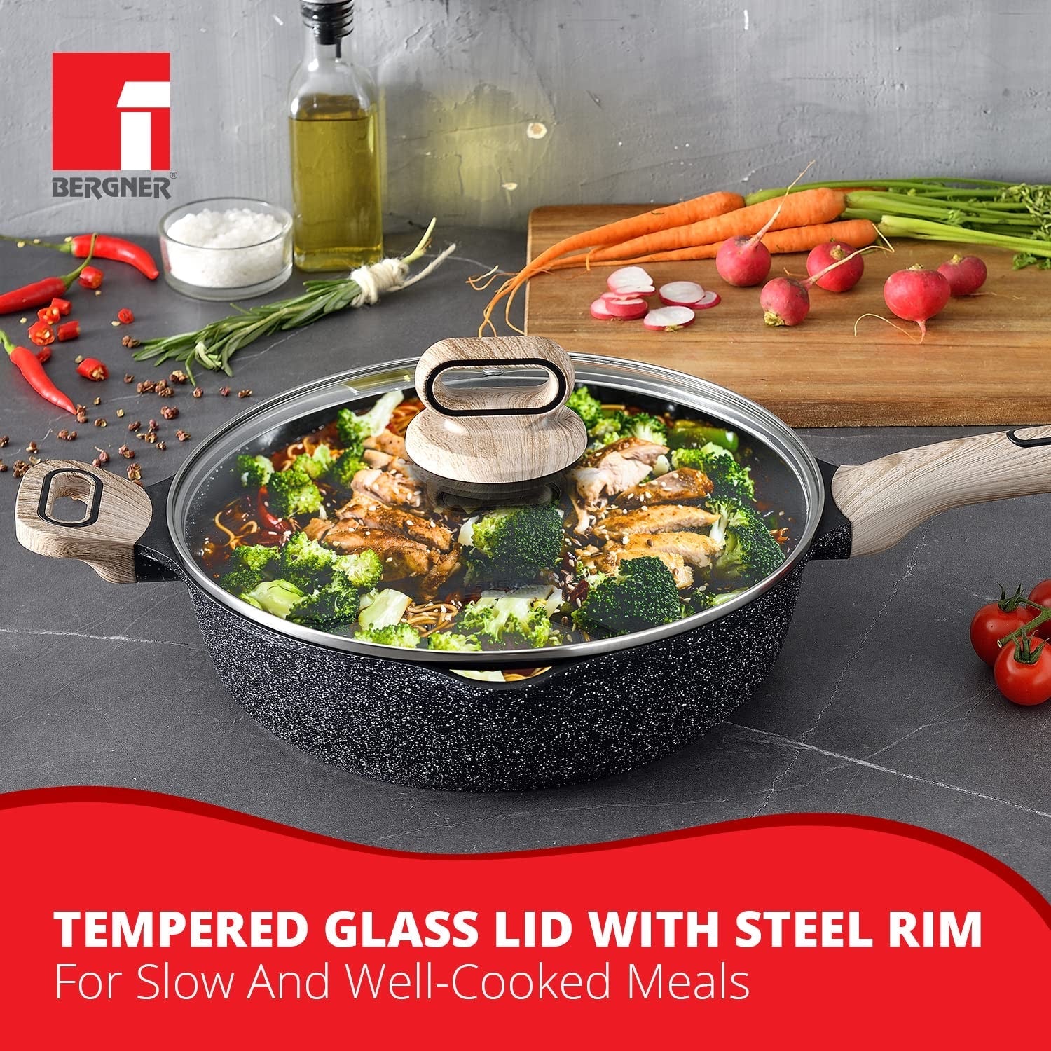 Ultimate ILag Marble Non-Stick Deep Frypan 28 cm, 3.2 Litres, Induction Bottom