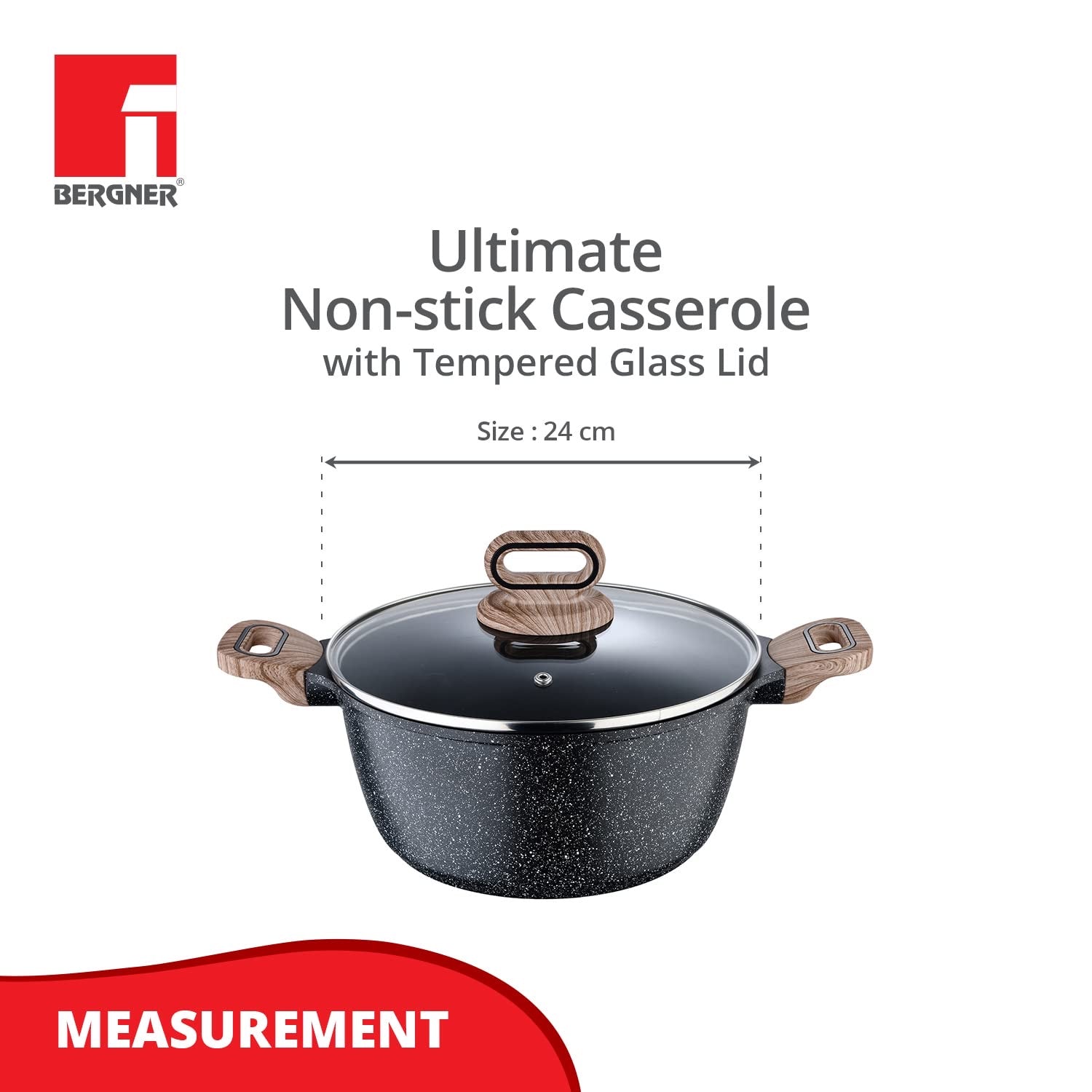 Ultimate ILag Marble Non-Stick Casserole - Induction Bottom (Grey)