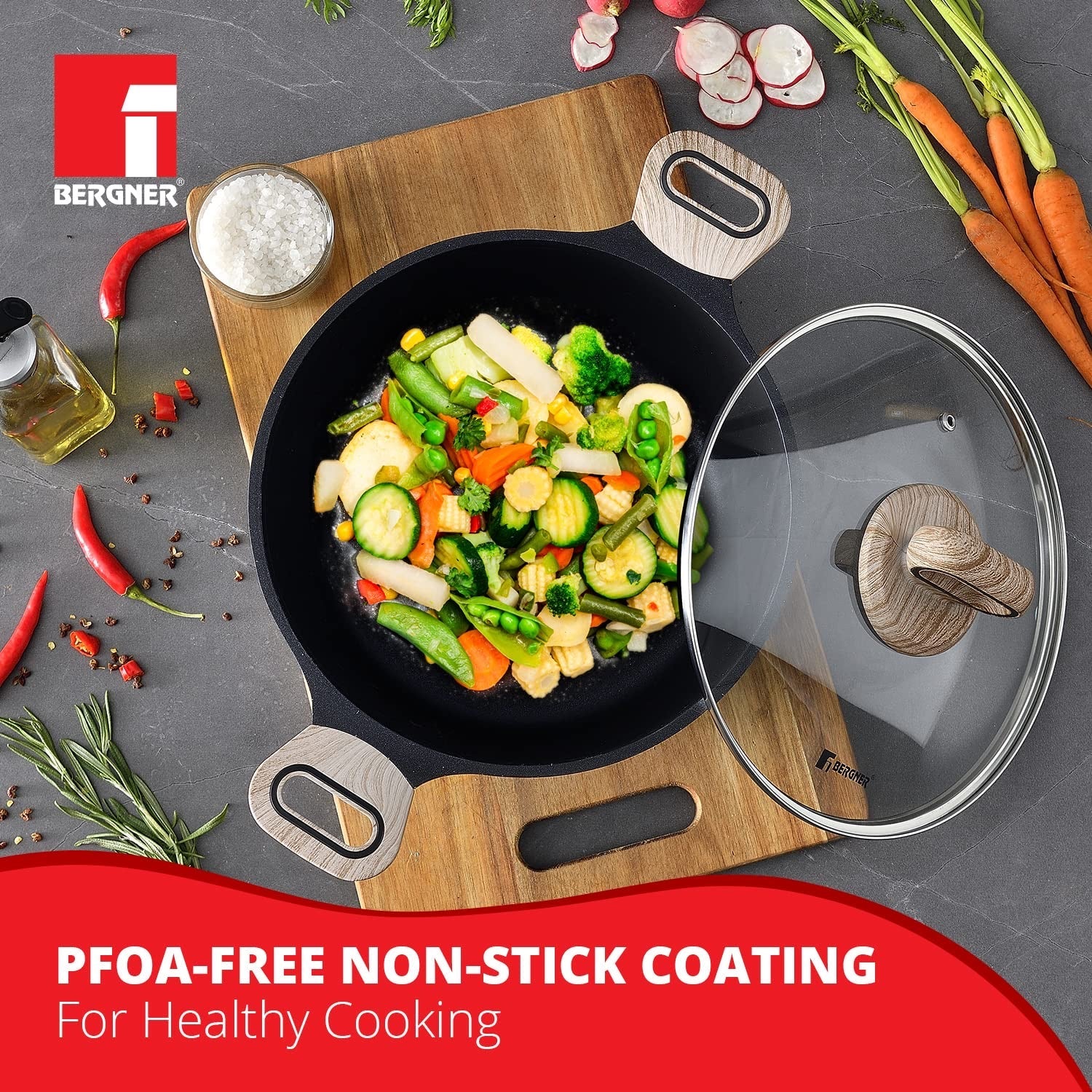 Ultimate ILag Marble Non-Stick Casserole - Induction Bottom (Grey)