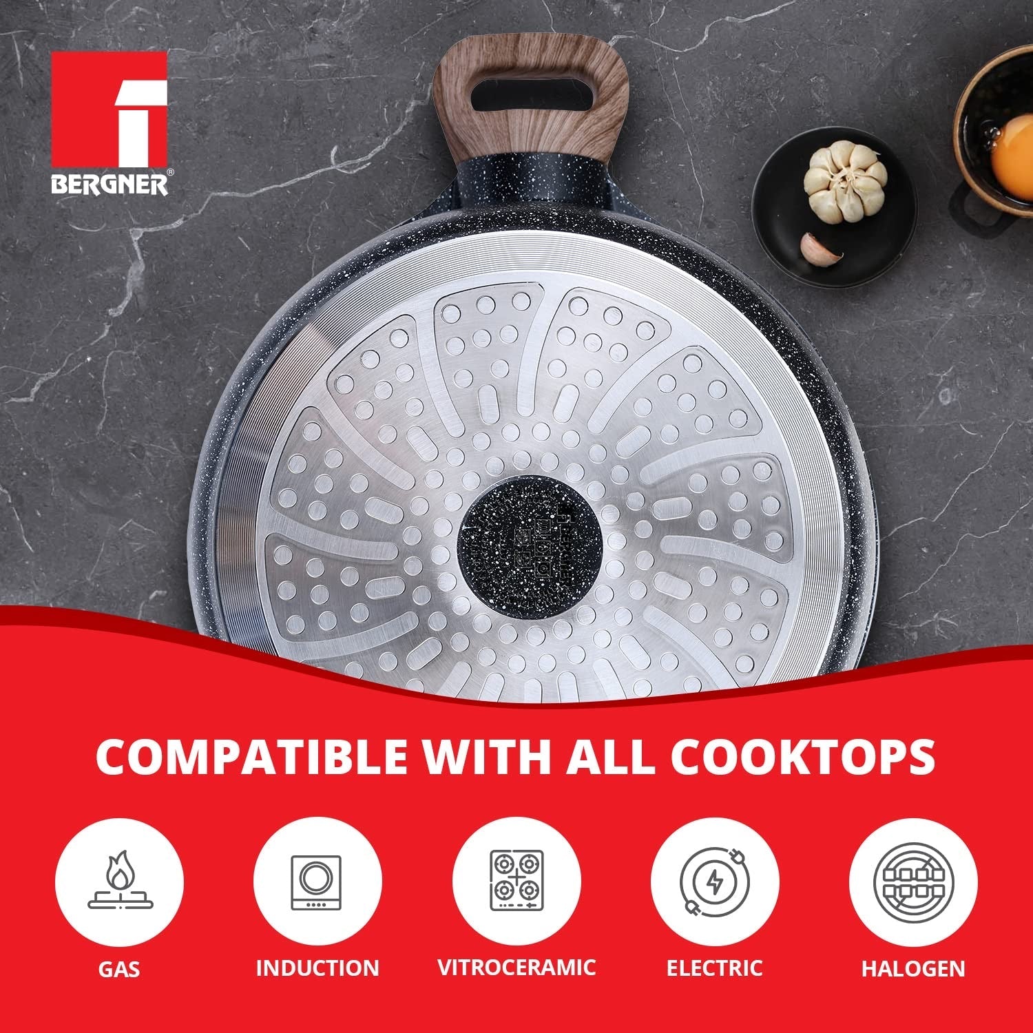 Ultimate ILag Marble Non-Stick Casserole - Induction Bottom (Grey)