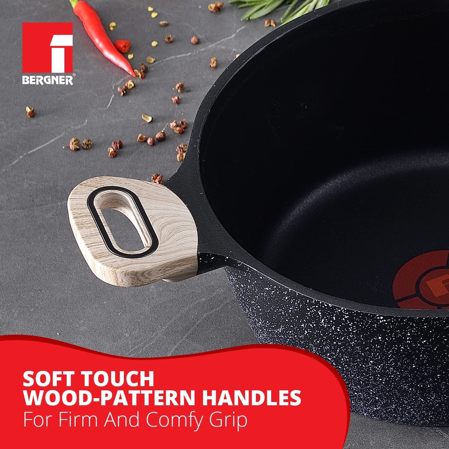 Ultimate ILag Marble Non-Stick Casserole - Induction Bottom (Grey)