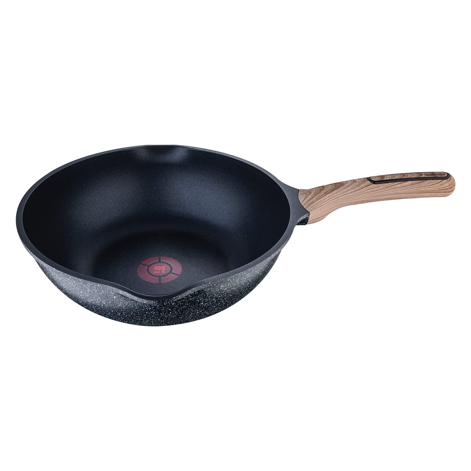 Bergner Ultimate ILag Marble Non-Stick Wok 30cm, 4.6 Liters, Induction Bottom, Wooden Soft Touch Handle, Thickness 4.5mm (Grey)