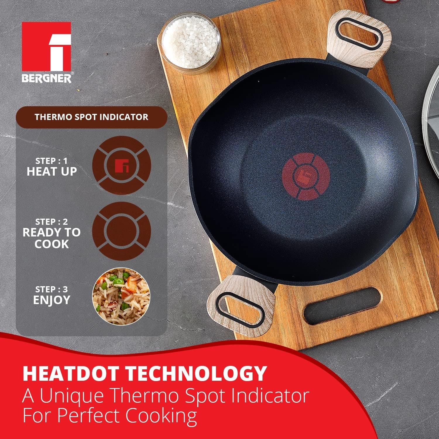 Ultimate ILag Marble Non-Stick Kadai 24 cm, 2 Litres - Induction Bottom