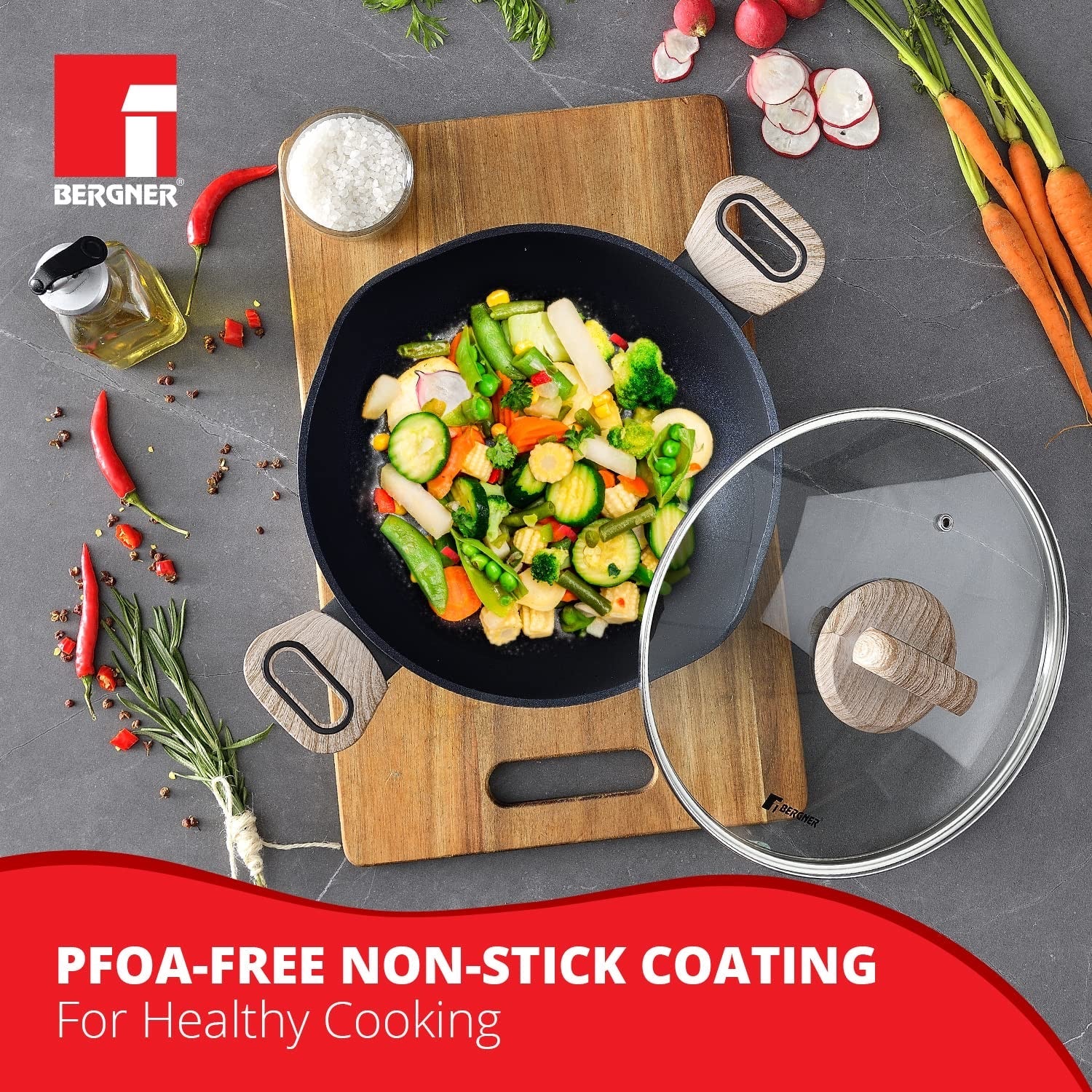 Ultimate ILag Marble Non-Stick Kadai 24 cm, 2 Litres - Induction Bottom