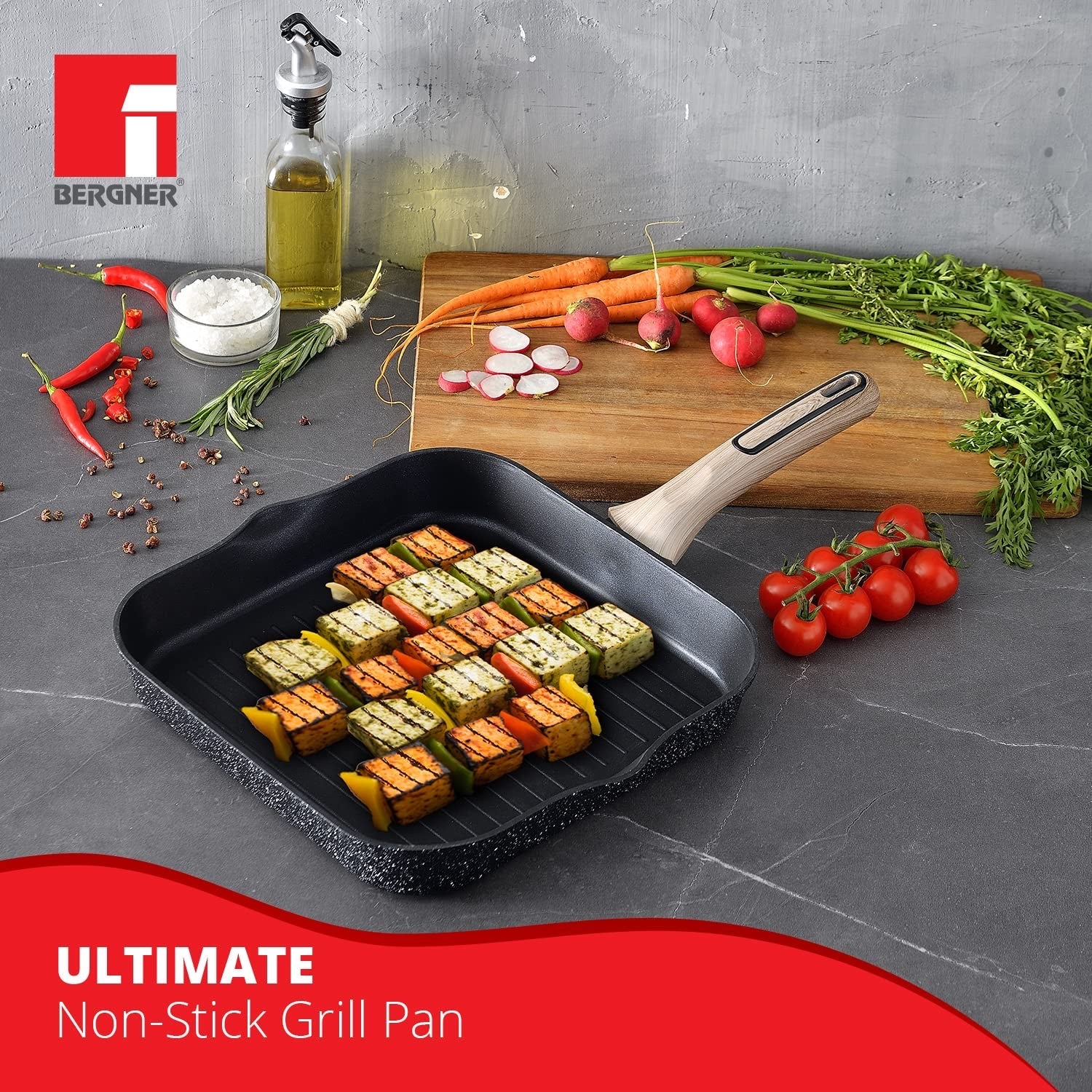 Ultimate ILag Marble Non-Stick Grillpan, 28 cm, Induction Bottom