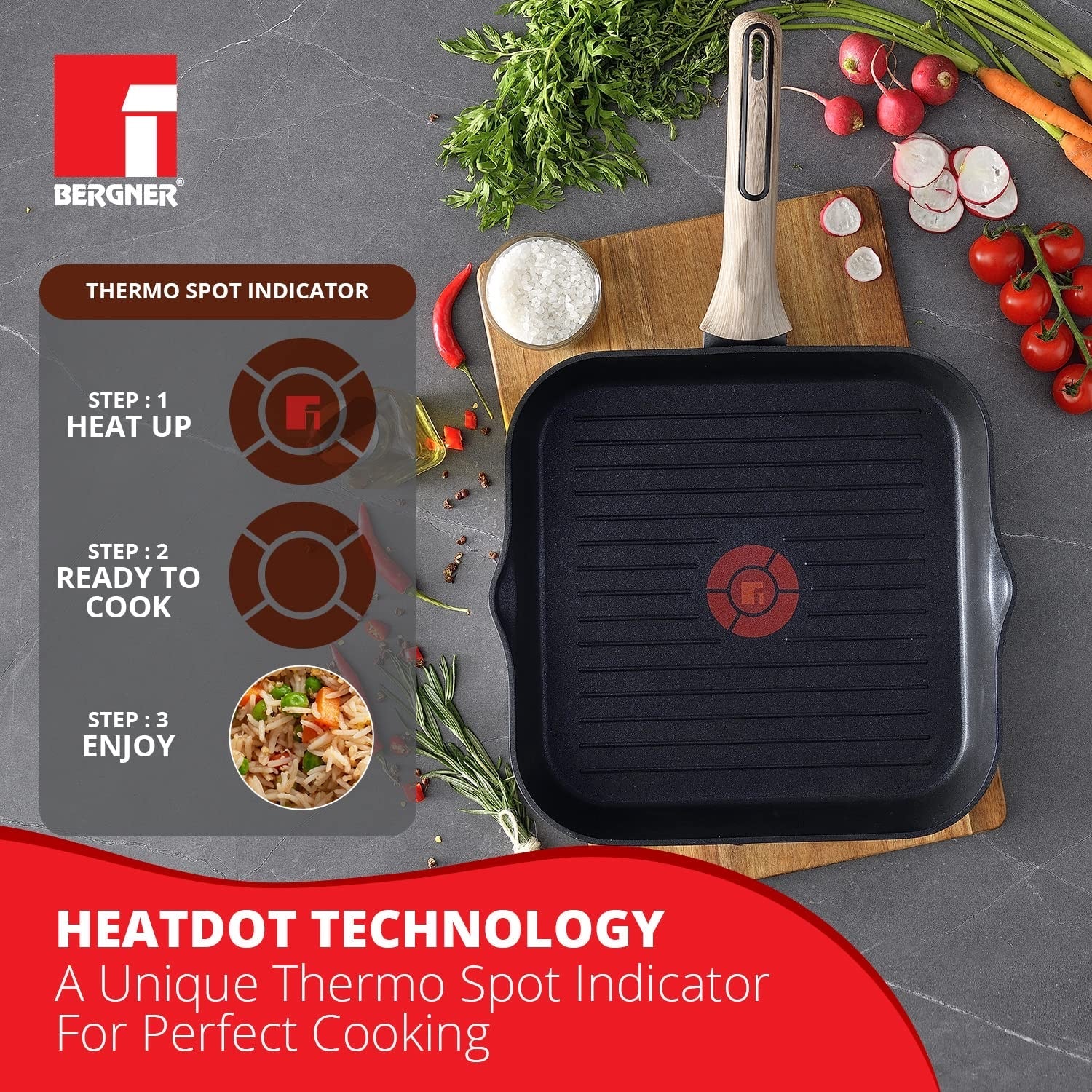 Ultimate ILag Marble Non-Stick Grillpan, 28 cm, Induction Bottom