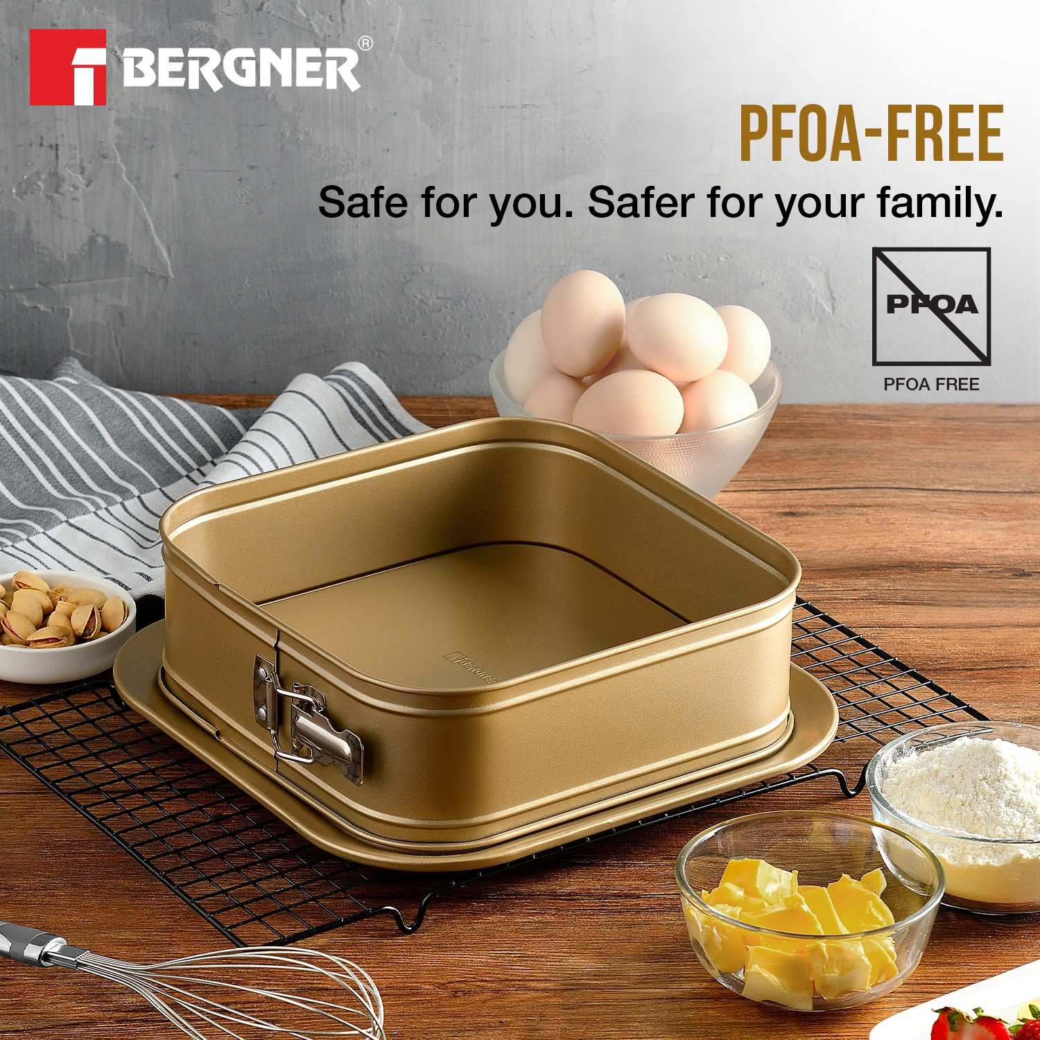 Cento Carbon Steel Square Springfrom Pan 24x24cm