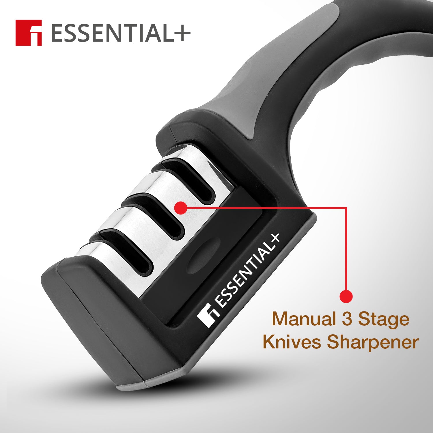 Essential Plus Knife Sharpener, Manual 3 Stage Knives Sharpener