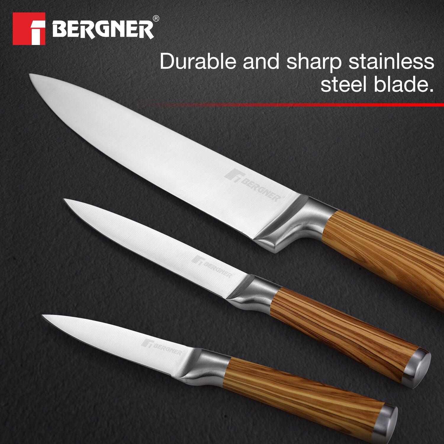 Olive Garden Stainless Steel 3 Pcs Knife Set