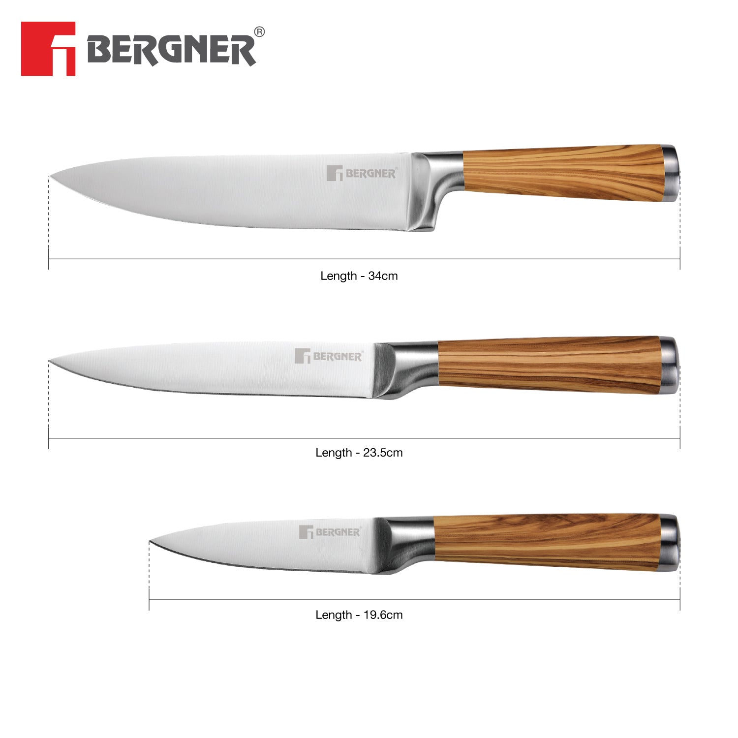 Olive Garden Stainless Steel 3 Pcs Knife Set