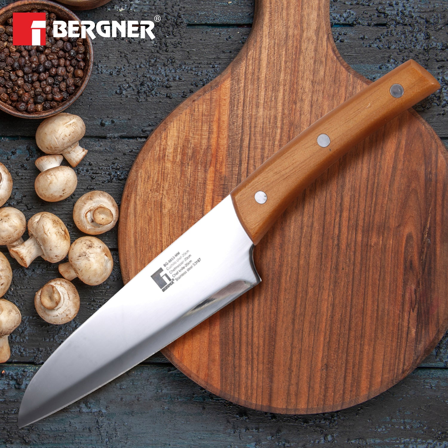 Natural 20cm Stainless Steel Chef Knife
