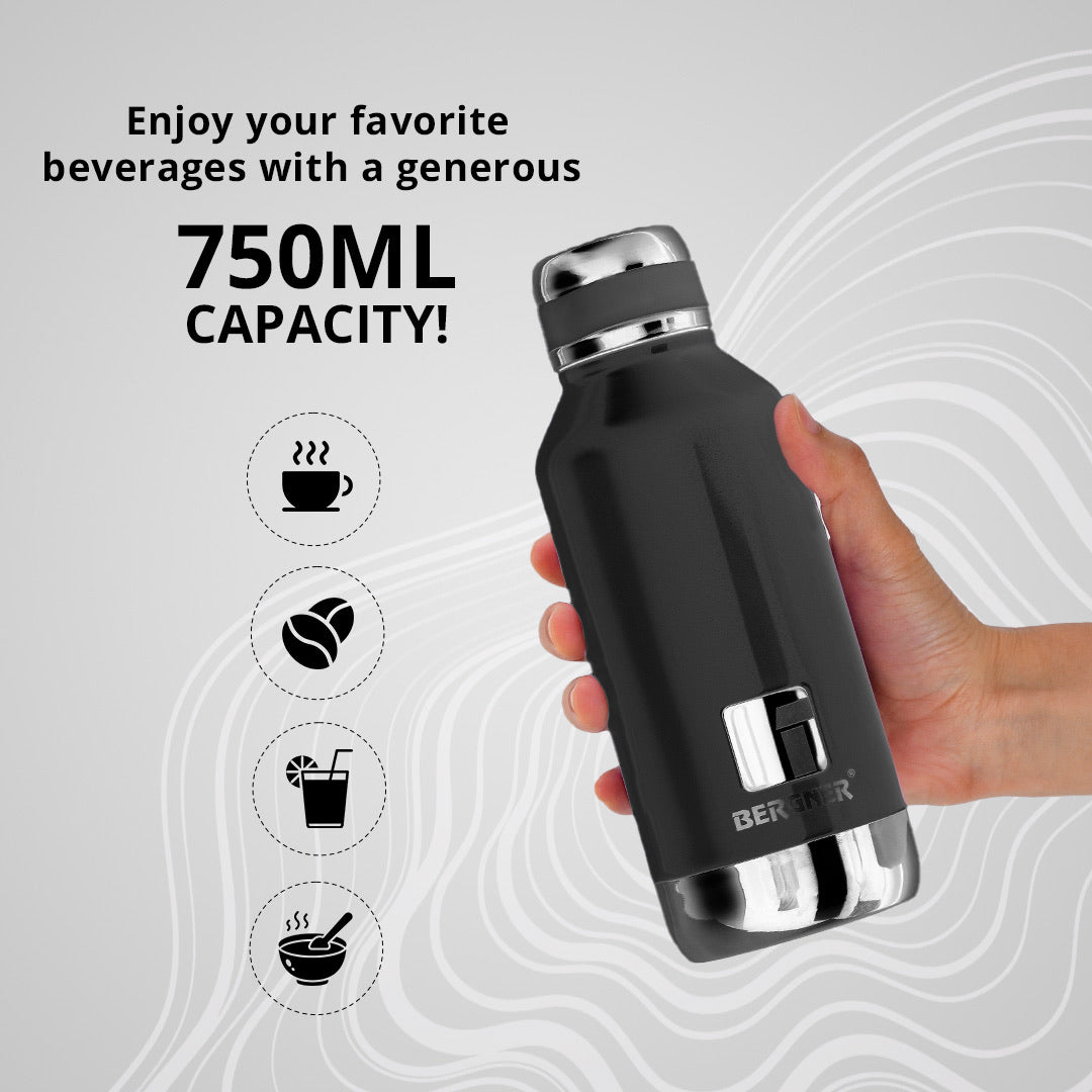 Walking Hydria Thermosteel Hot and Cold 750ml Flask - Black