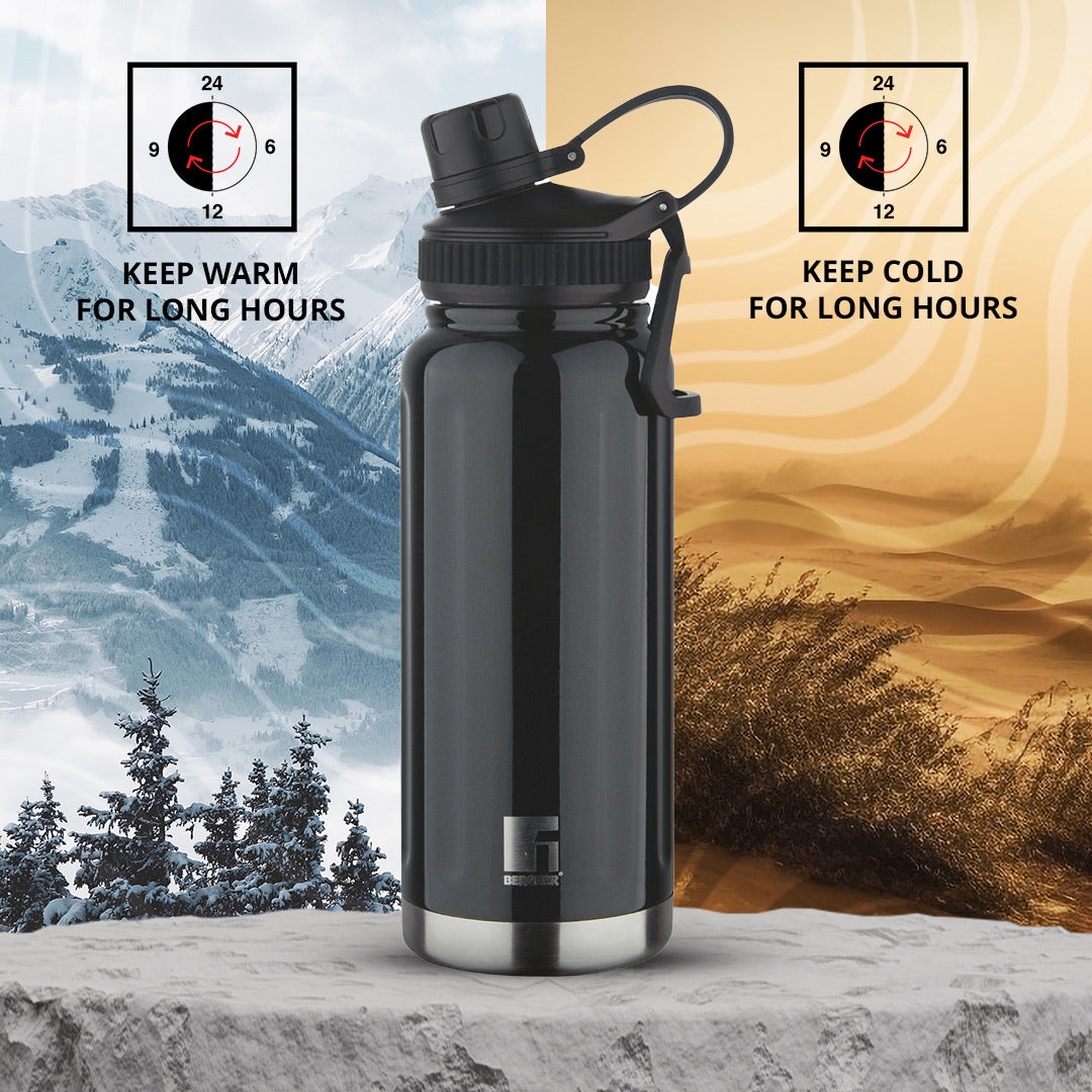Walking AquaFit Thermosteel Hot and Cold 500ml Flask - Black