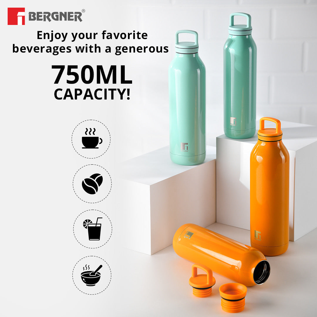 Walking Daisy Droplet Thermosteel Hot and Cold 750ml Flask - Green