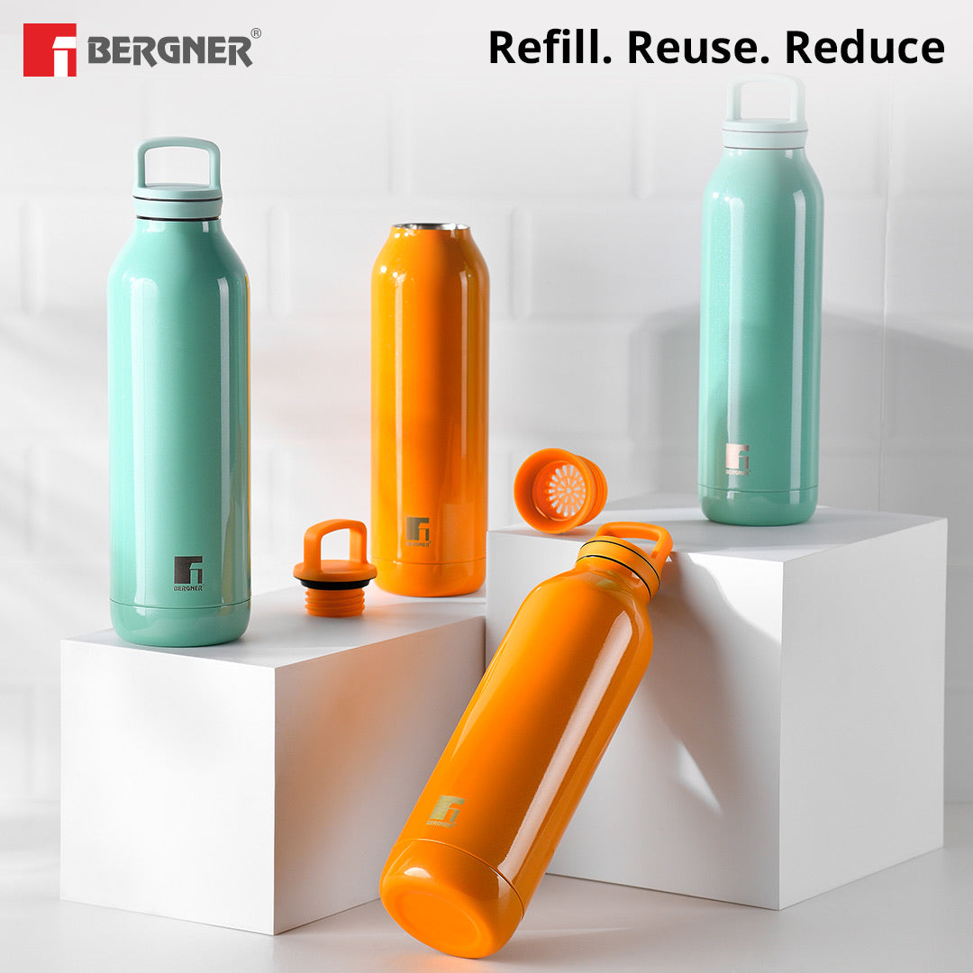 Walking Daisy Droplet Thermosteel Hot and Cold 750ml Flask - Orange