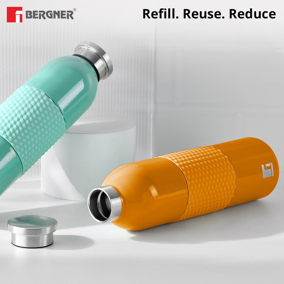 Walking Mid Grip Thermosteel Hot and Cold 600ml Flask - Orange