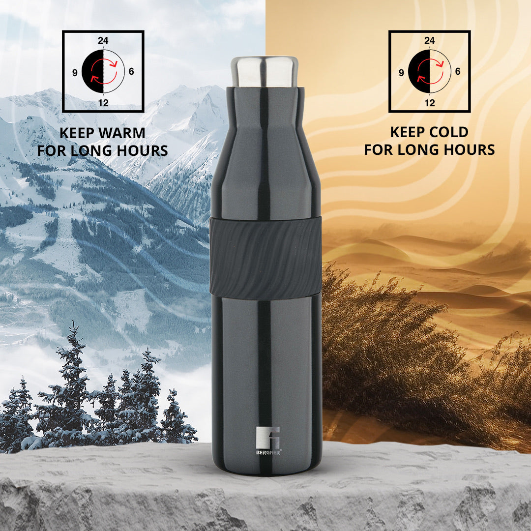 Walking Grip & Go Thermosteel Hot and Cold 600ml Flask - Black