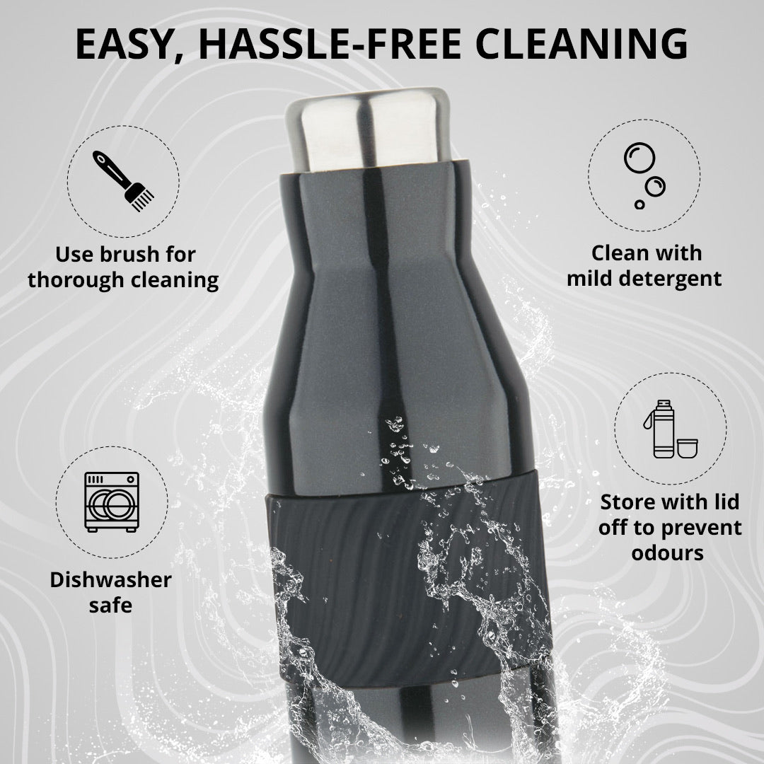 Walking Grip & Go Thermosteel Hot and Cold 600ml Flask - Black