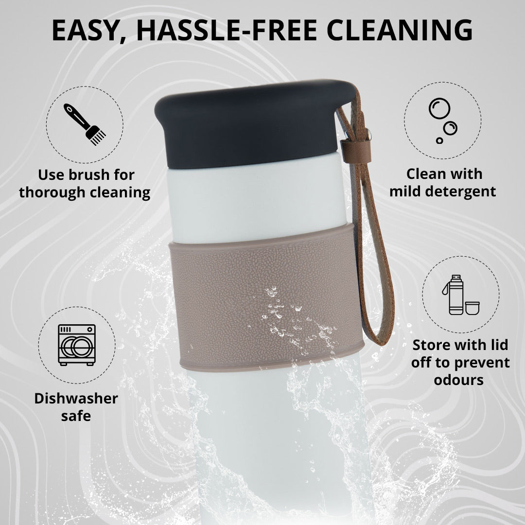 Walking Mountain Mist Thermosteel Hot and Cold 450ml Flask - White