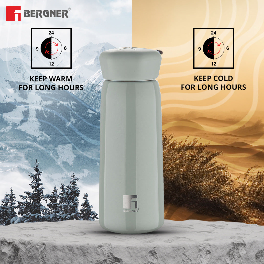 Walking LilyLuxe Thermosteel Hot and Cold 400ml Flask - Grey