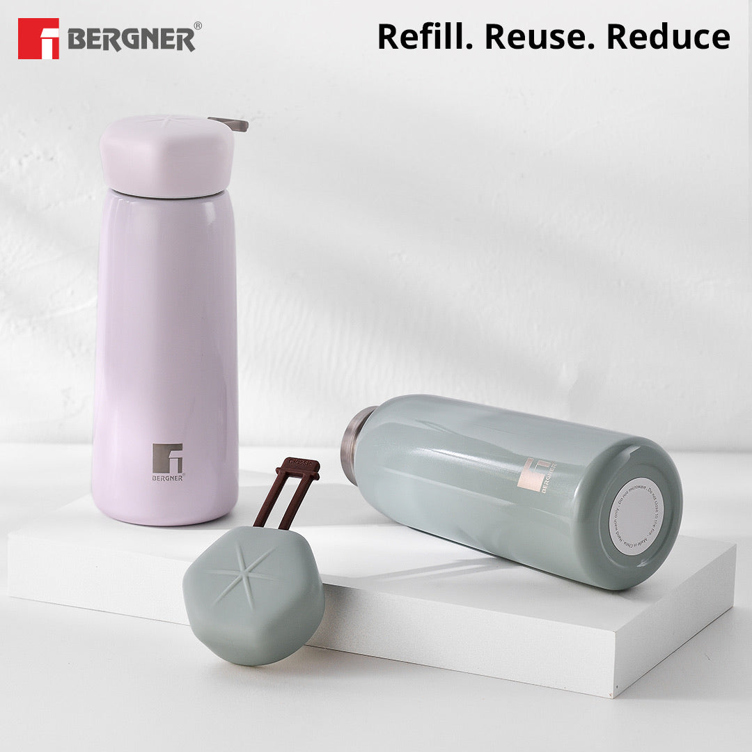 Walking LilyLuxe Thermosteel Hot and Cold 400ml Flask - Grey