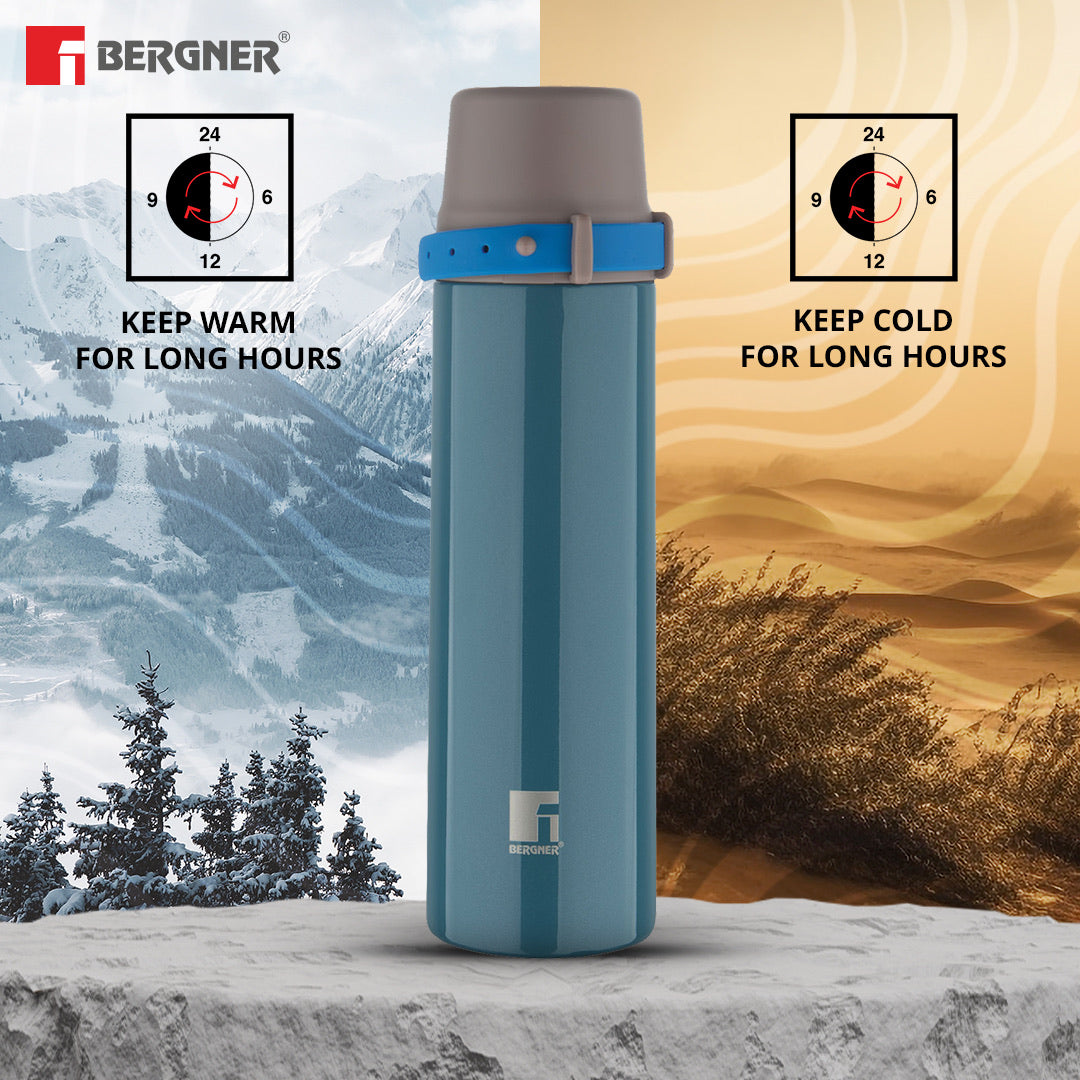 Bergner Walking Stile Thermosteel Hot and Cold, Double Walled Bottle - Green