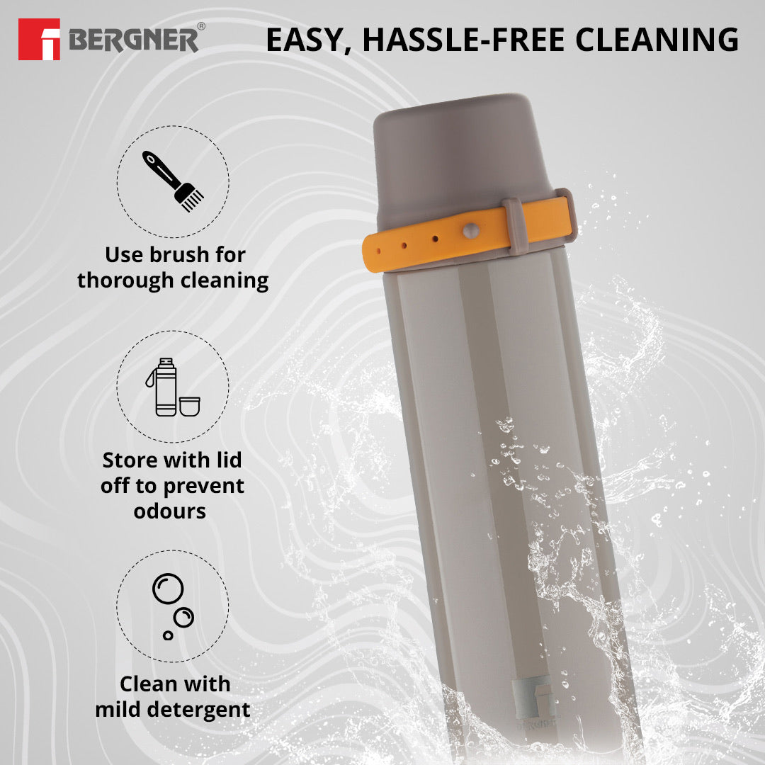 Bergner Walking Stile Thermosteel Hot and Cold, Double Walled Bottle - Brown
