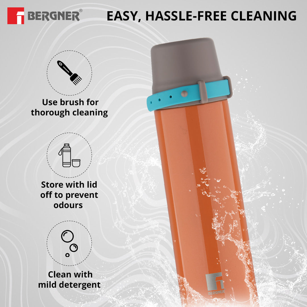 Bergner Walking Stile Thermosteel Hot and Cold, Double Walled Bottle - Orange