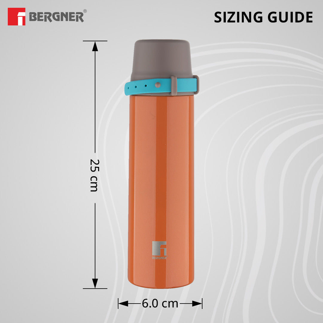 Bergner Walking Stile Thermosteel Hot and Cold, Double Walled Bottle - Orange