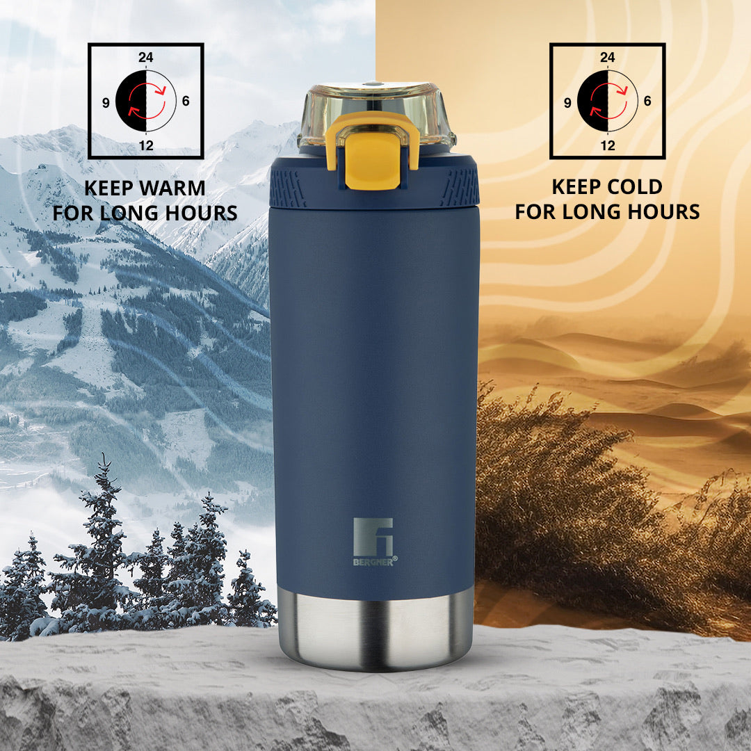 Walking Gymmate Alpha Thermosteel Hot and Cold Bottle 720ml Flask - Dark Blue