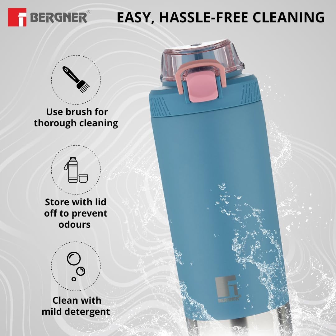 Walking Gymmate Alpha Thermosteel Hot and Cold Bottle, 720ml Flask - Light Blue