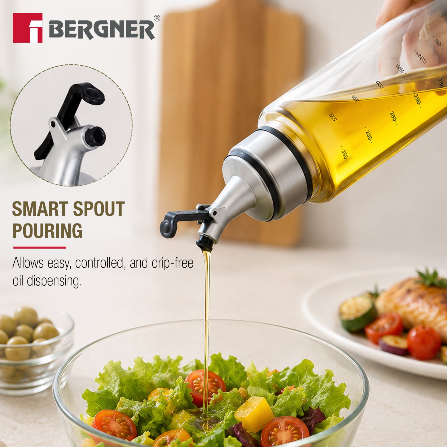 Borosilicate Glass Oil Dispenser (500ml) with Spout Pour