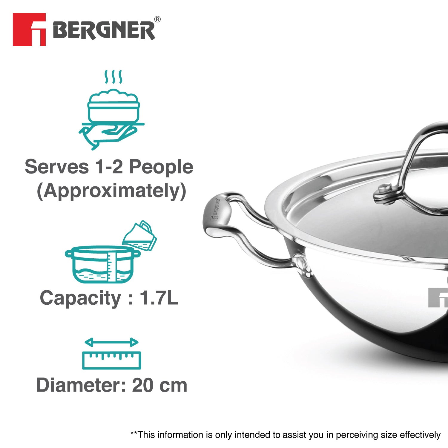 Argent Tri-Ply Stainless Steel Kadai