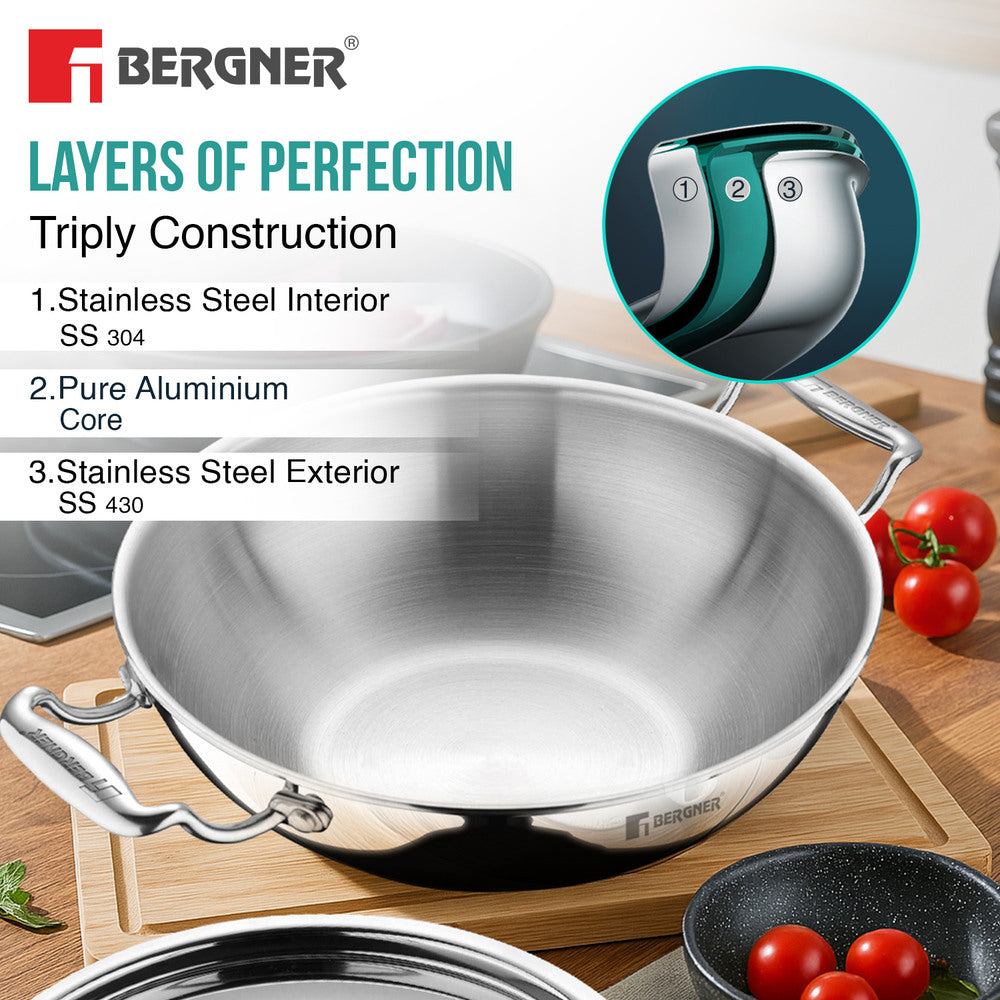 Argent Tri-Ply Stainless Steel Kadai