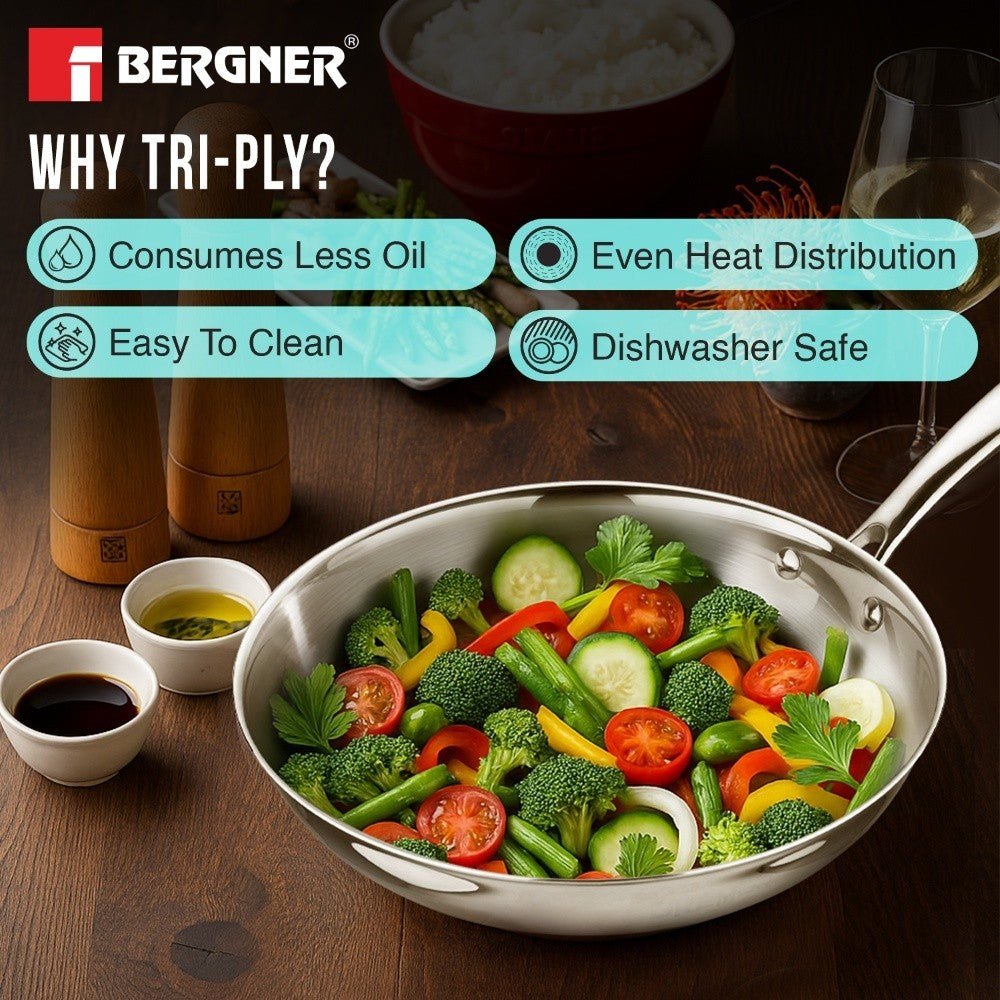 Argent Tri-Ply Stainless Steel Frypan - Induction Bottom