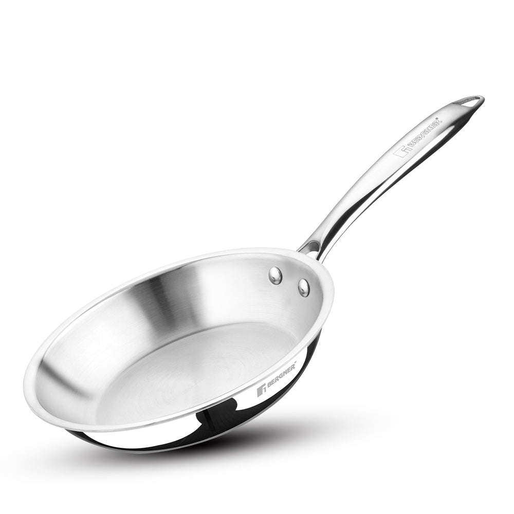 Argent Tri-Ply Stainless Steel Frypan, Less Oil Use, Healthy Cooking