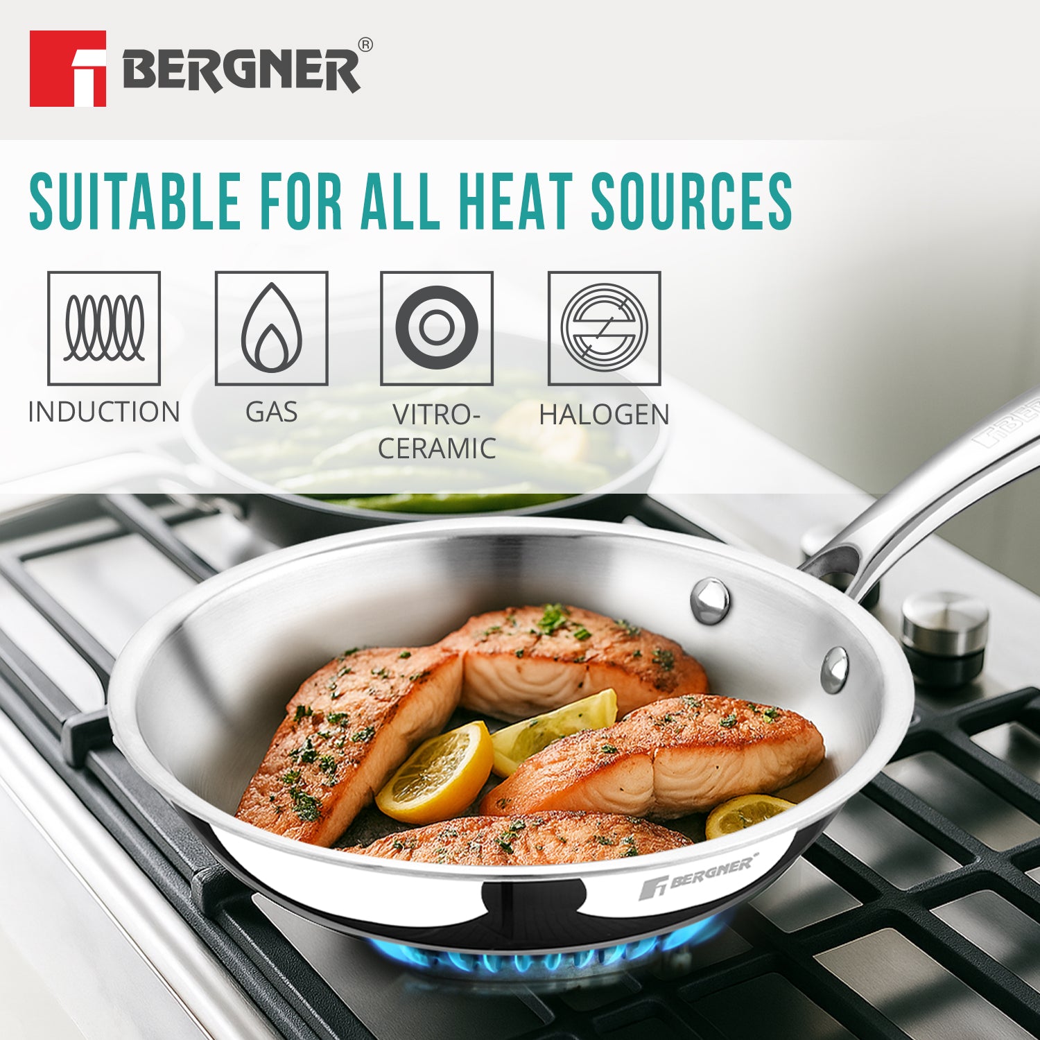 Argent Triply Stainless Steel 28cm Frypan - Induction and Gas Stove Ready