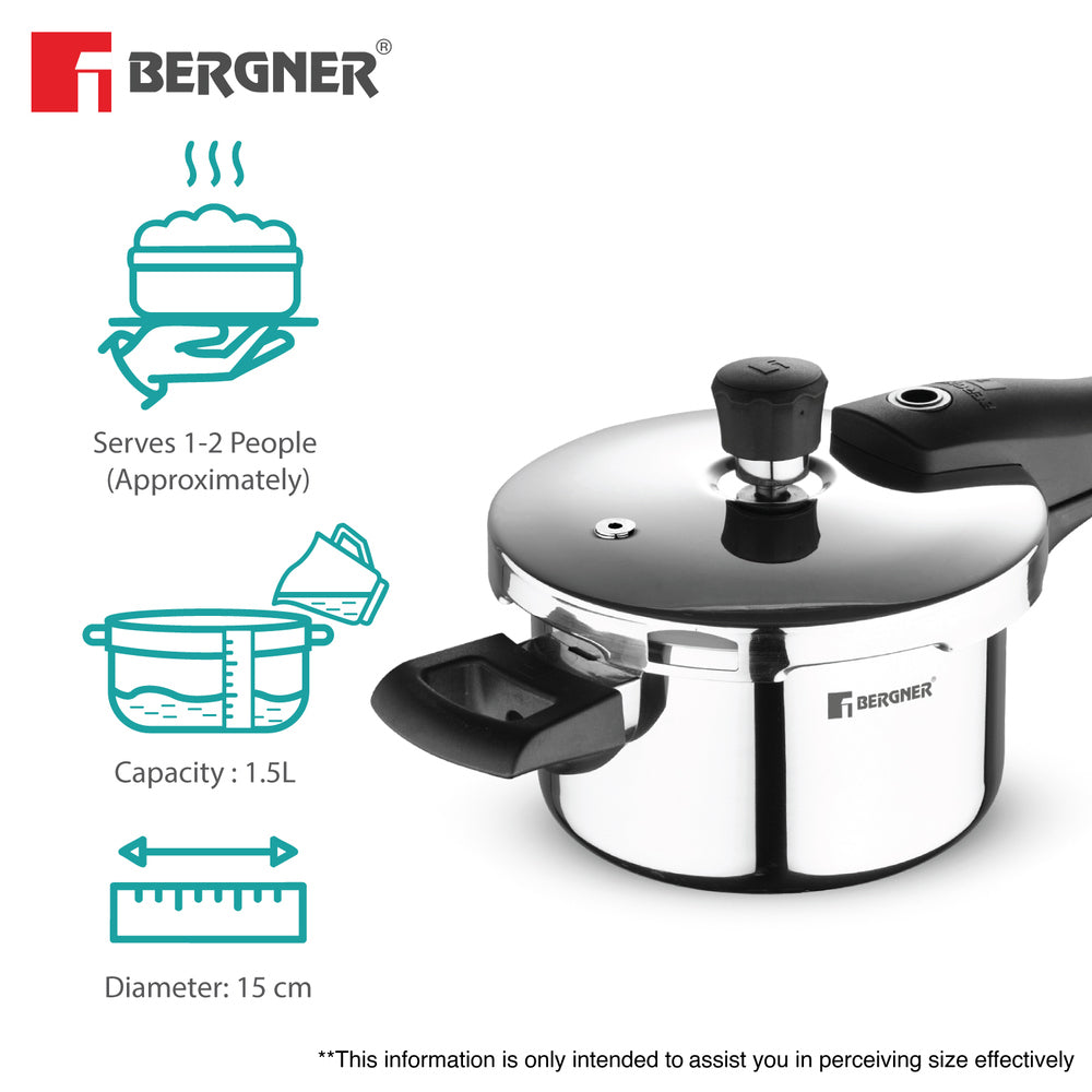 Argent Elements Tri-Ply Stainless Steel Outer Lid Pressure Cooker