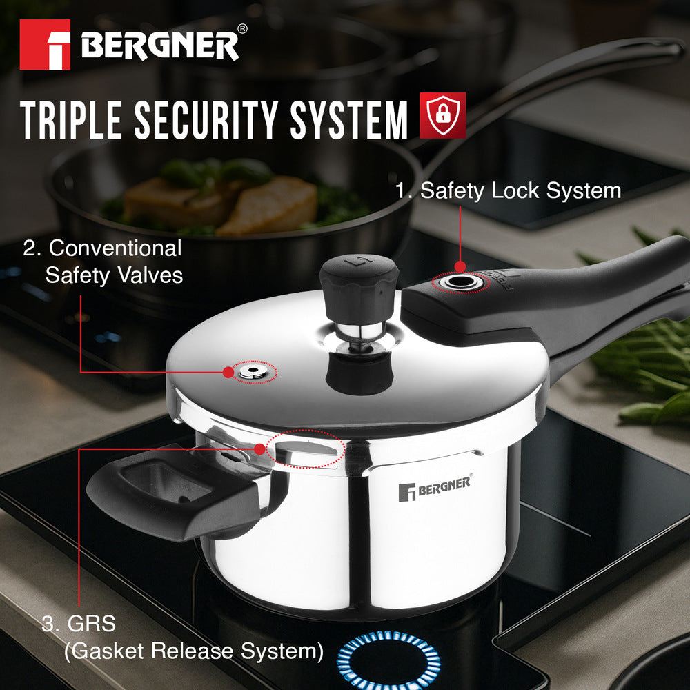 Argent Elements Tri-Ply Stainless Steel Outer Lid Pressure Cooker